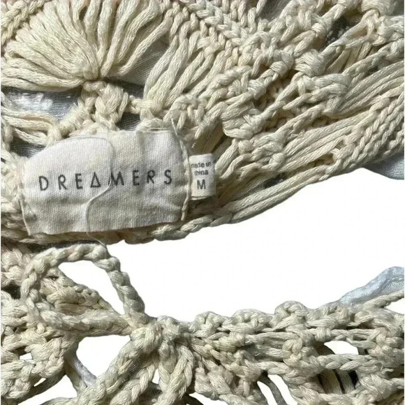 Dreamer Cream boho Swim Cover Duster Sz Large Tie Front - Picture 4 of 11